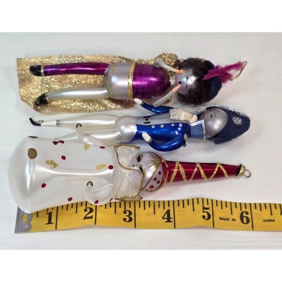 Vintage De Carlini Italian Blown Glass Christmas Ornament Set of 3 - Picture 4 of 16